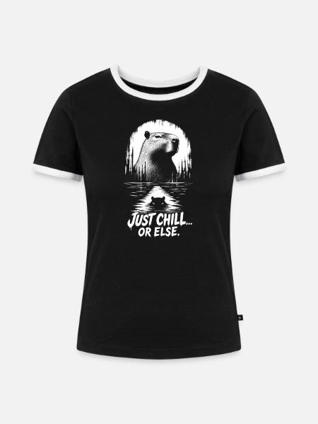 Just Chill Or Else Capybara - Frauen Kontrast-T-Shirt - Schwarz/Weiß