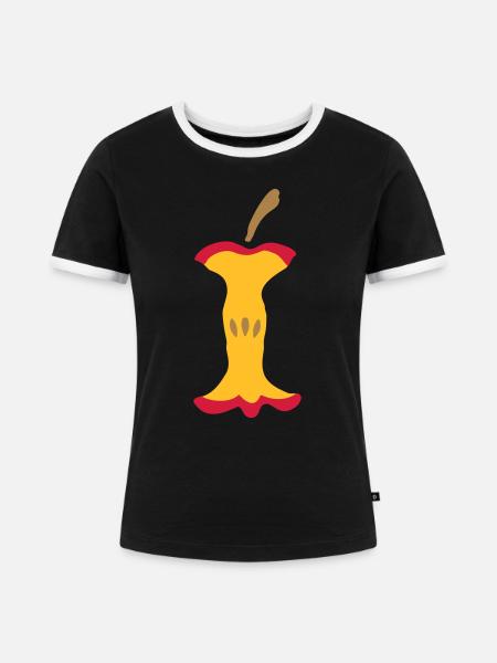 Apfel - Apfelgriebsch - Frauen Kontrast-T-Shirt - Schwarz/Weiß
