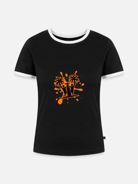 Drinking Beach Party - Frauen Kontrast-T-Shirt - Schwarz/Weiß