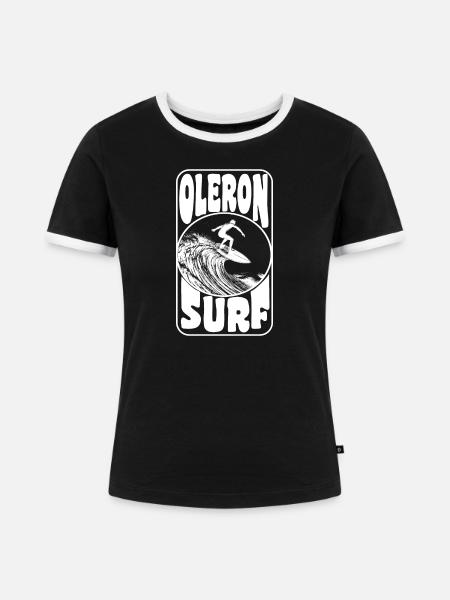 OLERON - Frauen Kontrast-T-Shirt - Schwarz/Weiß