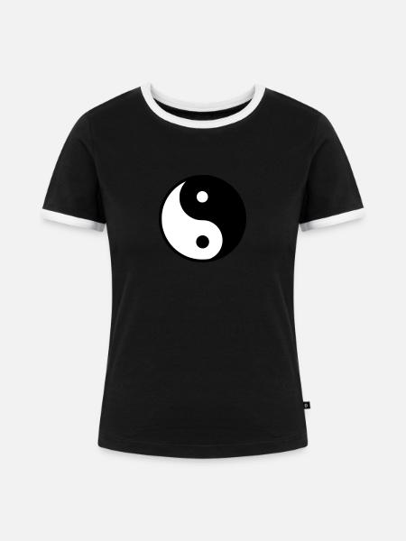 Yin Yang - Frauen Kontrast-T-Shirt - Schwarz/Weiß