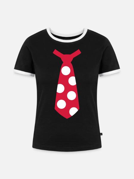 Krawatte - Frauen Kontrast-T-Shirt - Schwarz/Weiß