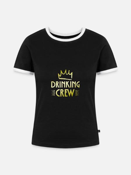 Drinking Crew - Frauen Kontrast-T-Shirt - Schwarz/Weiß