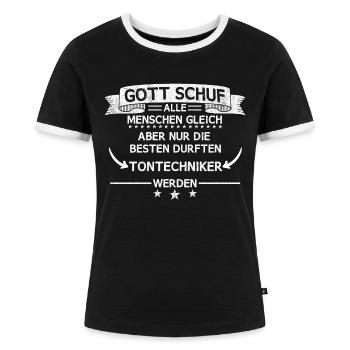Tontechniker Tontechnik Veranstaltungstechniker - Frauen Kontrast-T-Shirt - Schwarz/Weiß - Vorne - Selfina (174cm)