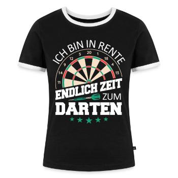 Dart Darts Dartspieler Dartsport - Frauen Kontrast-T-Shirt - Schwarz/Weiß - Vorne - Selfina (174cm)