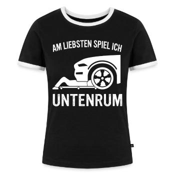 Mechaniker Schrauber Werkstatt KFZ Mechaniker - Frauen Kontrast-T-Shirt - Schwarz/Weiß - Vorne - Selfina (174cm)