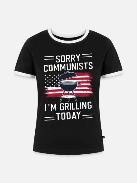 Grill Grillen Griller BBQ Barbecue - Frauen Kontrast-T-Shirt - Schwarz/Weiß