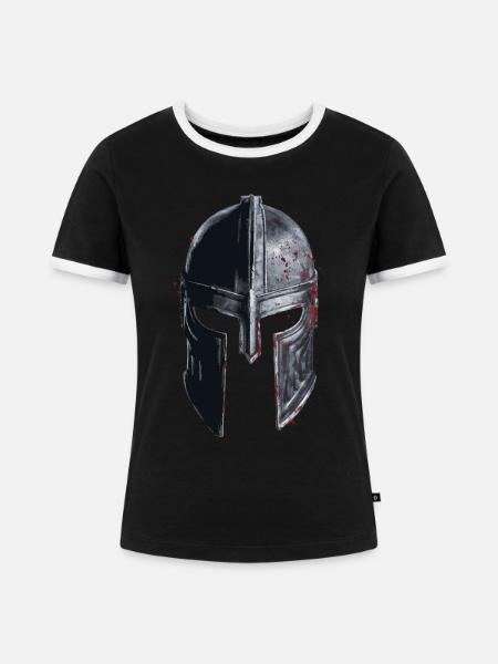 Kreuzritter Tempelritter Mittelalter - Frauen Kontrast-T-Shirt - Schwarz/Weiß