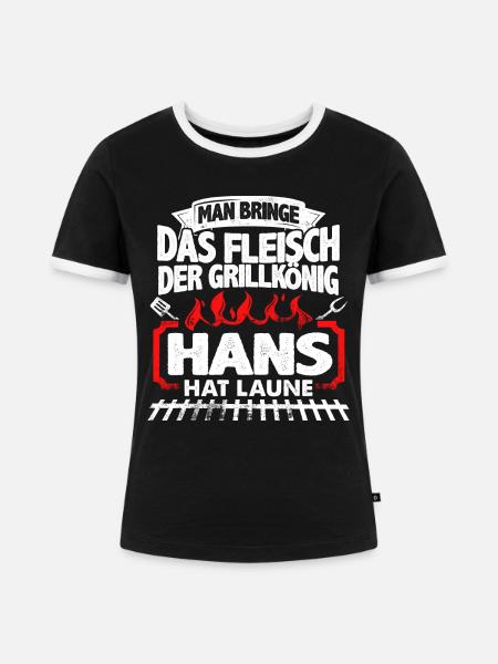 HANS - Grill - Frauen Kontrast-T-Shirt - Schwarz/Weiß
