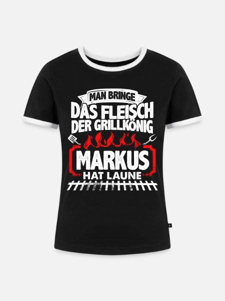 MARKUS - Grill - Frauen Kontrast-T-Shirt - Schwarz/Weiß