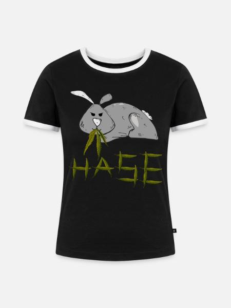 Baba Hase - Frauen Kontrast-T-Shirt - Schwarz/Weiß