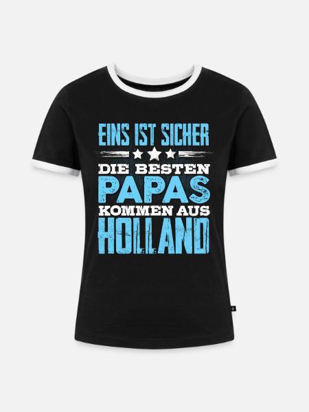 HOLLAND - papa - Frauen Kontrast-T-Shirt - Schwarz/Weiß