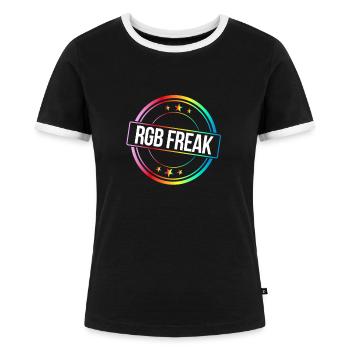 RGB Freak RGB Lichter Computer Nerd Beleuchtung - Frauen Kontrast-T-Shirt - Schwarz/Weiß - Vorne - Selfina (174cm)