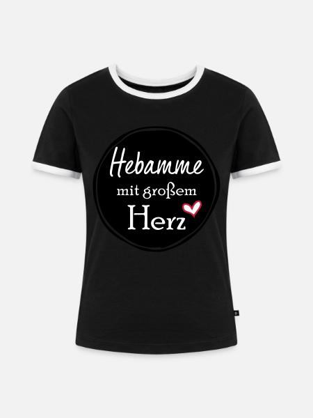 Hebamme mit großem Herz - Frauen Kontrast-T-Shirt - Schwarz/Weiß