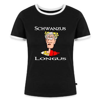 Schwanzus longus Witziges cartoon design - Frauen Kontrast-T-Shirt - Schwarz/Weiß - Vorne - Selfina (174cm)