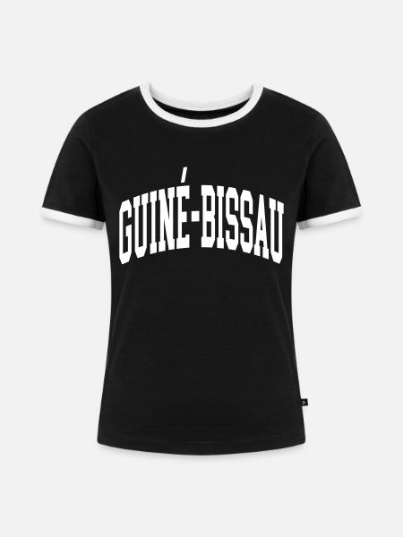 Guiné-Bissau - Frauen Kontrast-T-Shirt - Schwarz/Weiß