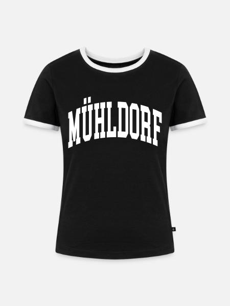 Mühldorf - Frauen Kontrast-T-Shirt - Schwarz/Weiß