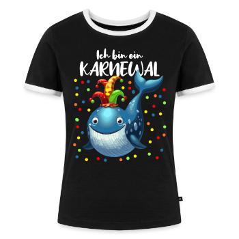 Karneval Wal lustig Konfetti Alaaf Rosenmontag - Frauen Kontrast-T-Shirt - Schwarz/Weiß - Vorne - Selfina (174cm)