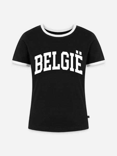 Belgien - Frauen Kontrast-T-Shirt - Schwarz/Weiß