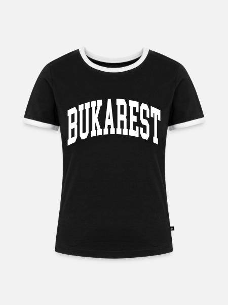 Bukarest - Frauen Kontrast-T-Shirt - Schwarz/Weiß