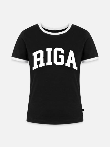 Riga - Frauen Kontrast-T-Shirt - Schwarz/Weiß