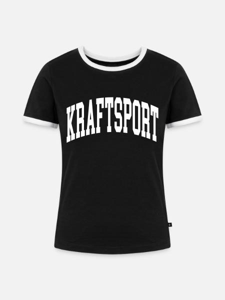 Kraftsport - Frauen Kontrast-T-Shirt - Schwarz/Weiß