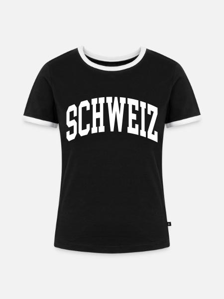 Schweiz - Frauen Kontrast-T-Shirt - Schwarz/Weiß