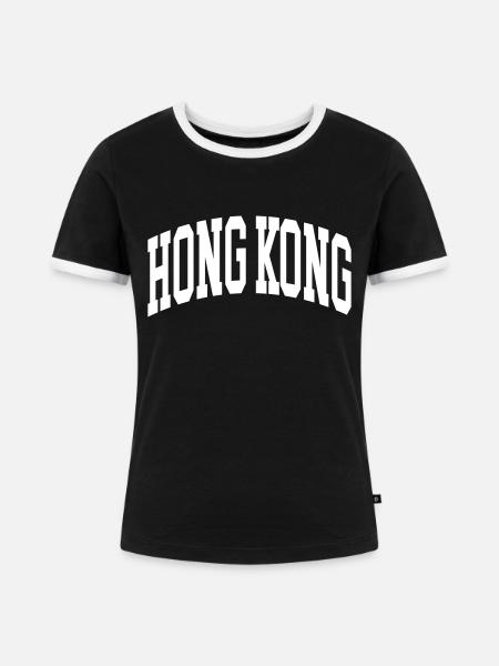 Hongkong - Frauen Kontrast-T-Shirt - Schwarz/Weiß