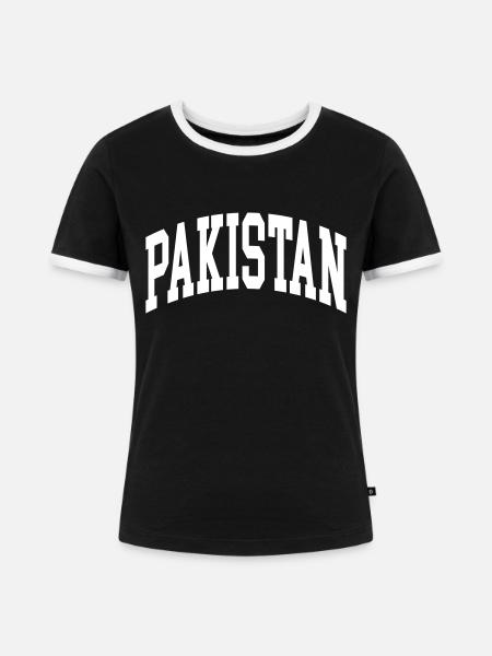 Pakistan - Frauen Kontrast-T-Shirt - Schwarz/Weiß