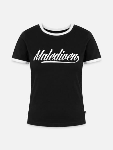 Malediven - Frauen Kontrast-T-Shirt - Schwarz/Weiß