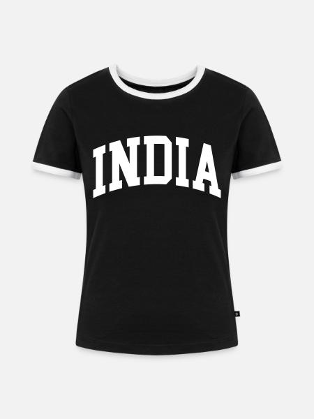 Indien - Frauen Kontrast-T-Shirt - Schwarz/Weiß