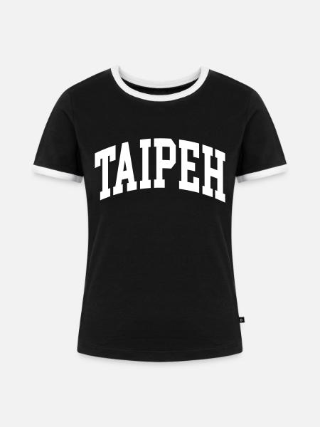 Taipeh - Frauen Kontrast-T-Shirt - Schwarz/Weiß