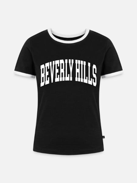 Beverly Hills - Frauen Kontrast-T-Shirt - Schwarz/Weiß