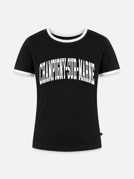 Champigny-sur-Marne - Frauen Kontrast-T-Shirt - Schwarz/Weiß