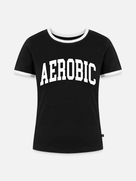 Aerobic - Frauen Kontrast-T-Shirt - Schwarz/Weiß