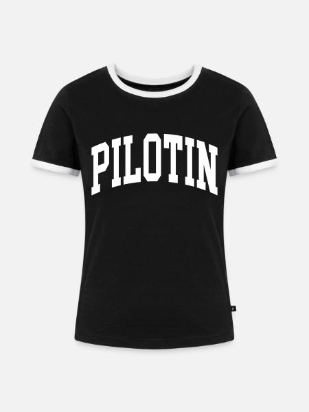 Pilotin - Frauen Kontrast-T-Shirt - Schwarz/Weiß