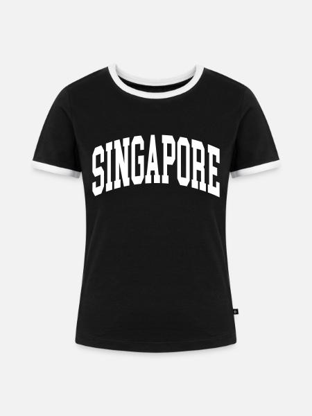 Singapore - Frauen Kontrast-T-Shirt - Schwarz/Weiß