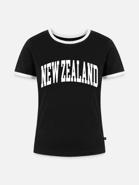 New Zealand - Frauen Kontrast-T-Shirt - Schwarz/Weiß