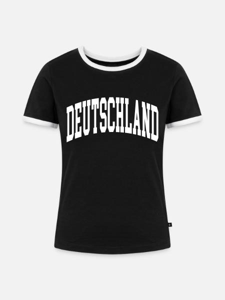 Deutschland - Frauen Kontrast-T-Shirt - Schwarz/Weiß