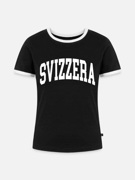 Schweiz - Frauen Kontrast-T-Shirt - Schwarz/Weiß