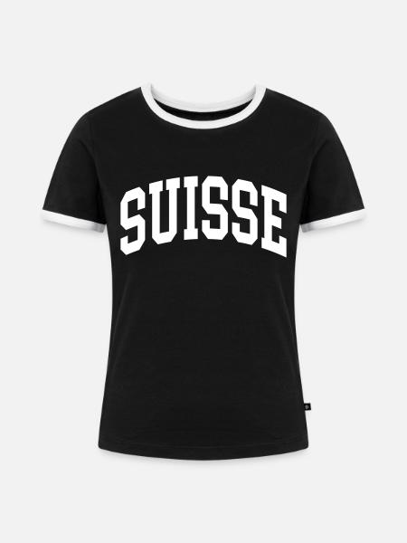 Suisse - Frauen Kontrast-T-Shirt - Schwarz/Weiß