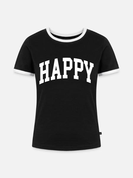 Happy - Frauen Kontrast-T-Shirt - Schwarz/Weiß