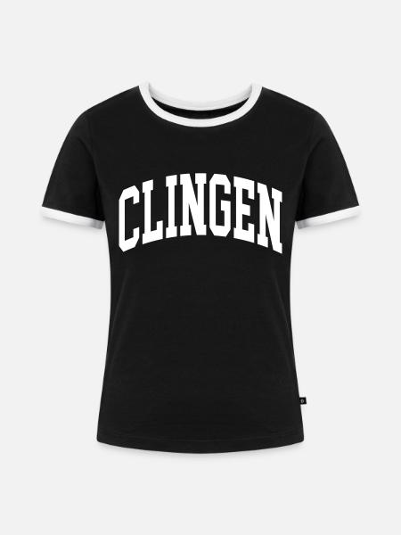 Clingen - Frauen Kontrast-T-Shirt - Schwarz/Weiß
