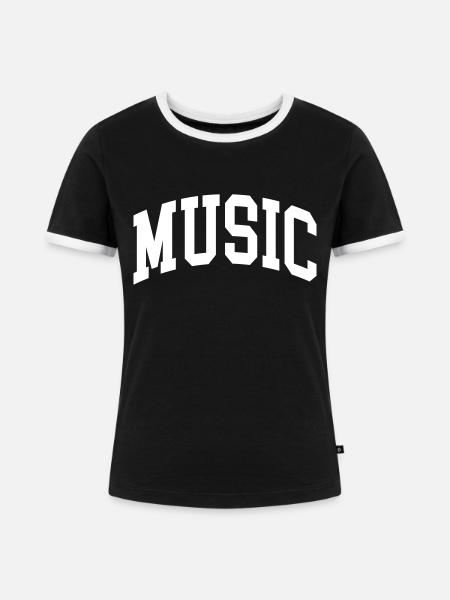 Music - Frauen Kontrast-T-Shirt - Schwarz/Weiß