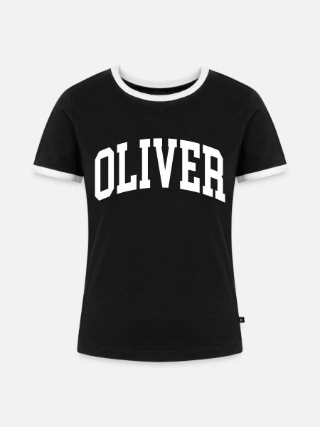 Oliver - Frauen Kontrast-T-Shirt - Schwarz/Weiß