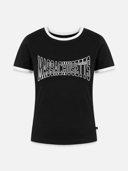 Massachusetts - Frauen Kontrast-T-Shirt - Schwarz/Weiß