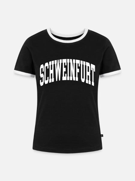 Schweinfurt - Frauen Kontrast-T-Shirt - Schwarz/Weiß