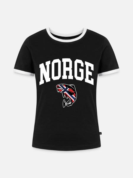 Norwegen - Frauen Kontrast-T-Shirt - Schwarz/Weiß
