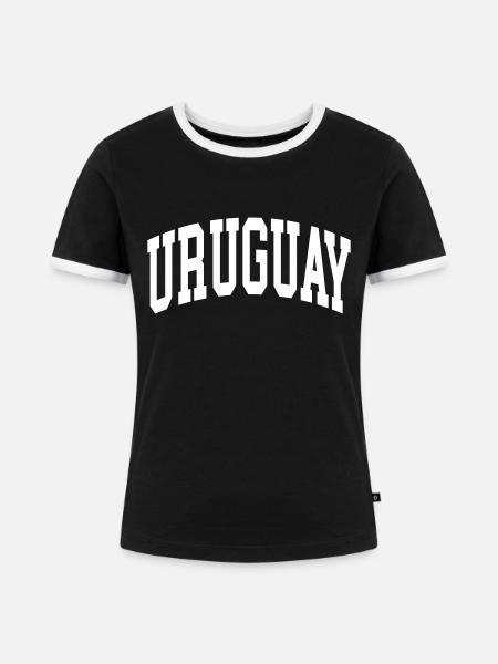 Uruguay - Frauen Kontrast-T-Shirt - Schwarz/Weiß