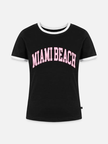 Miami Beach - Frauen Kontrast-T-Shirt - Schwarz/Weiß